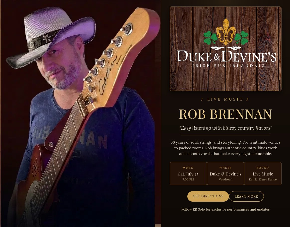 Duke & Devine's Vaudreuil show flyer